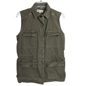 5026) Madewell Women Olive Green Utility Outdoor Pockets Vest XS